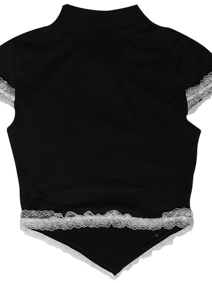Daytoday Vintage Floral Print Hollow Heart Qipio Tee