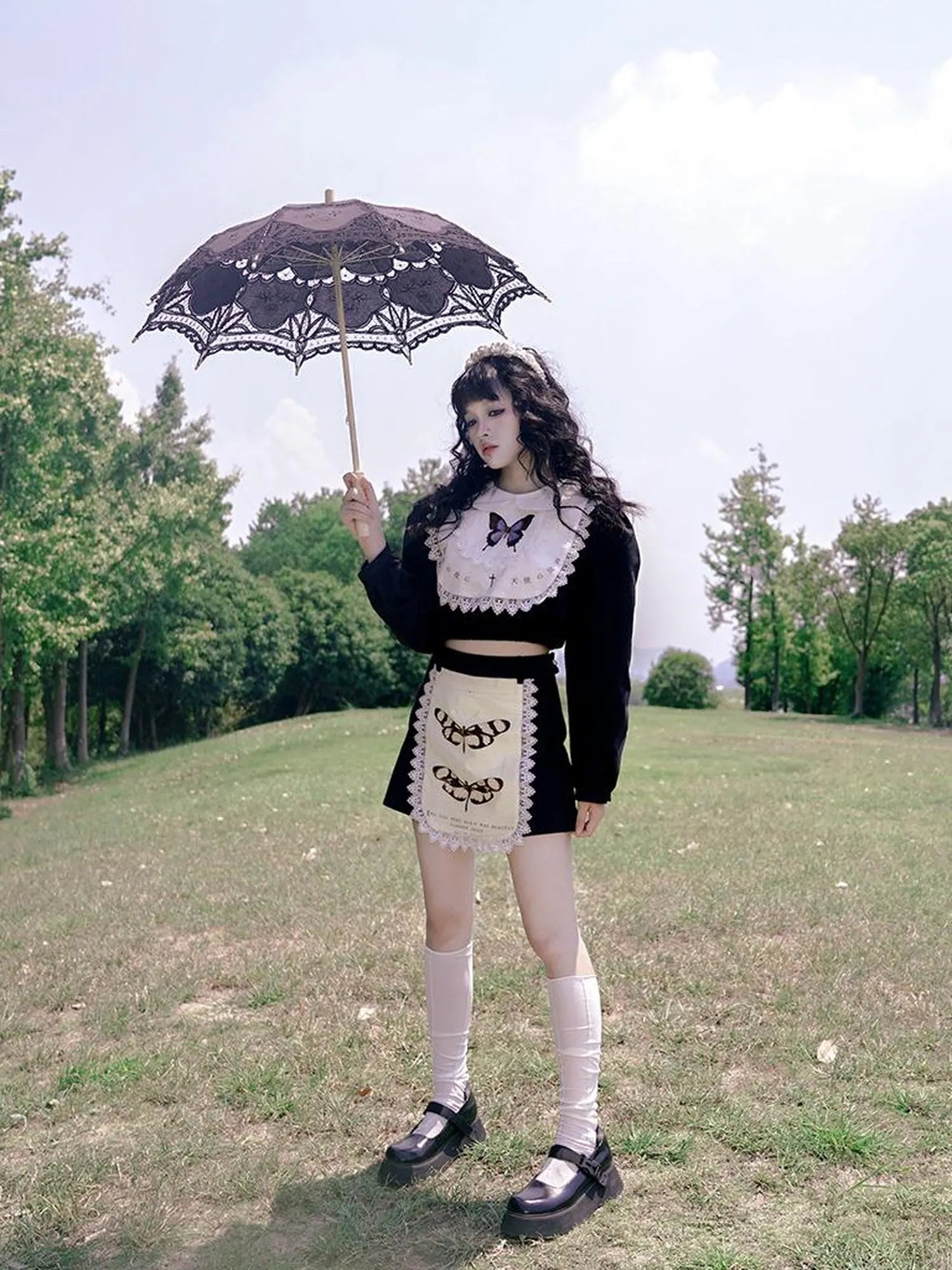 Vintage Lace Print Rabbit Short Skirt