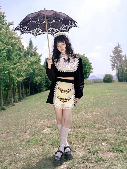 Vintage Lace Print Rabbit Short Skirt