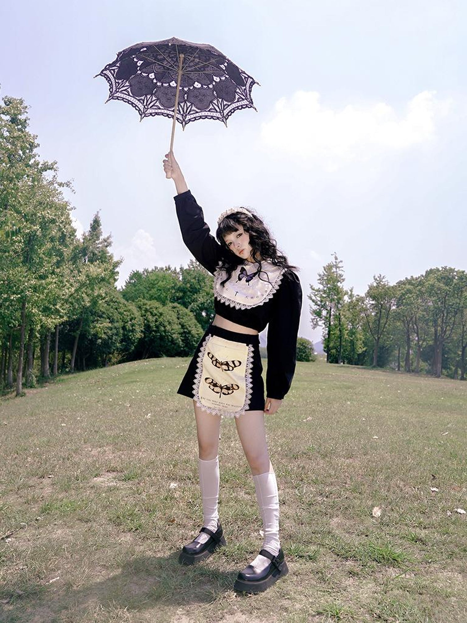 Daytoday Vintage Lace Print Rabbit Short Skirt