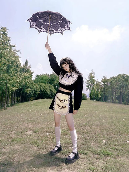 Vintage Lace Print Rabbit Short Skirt