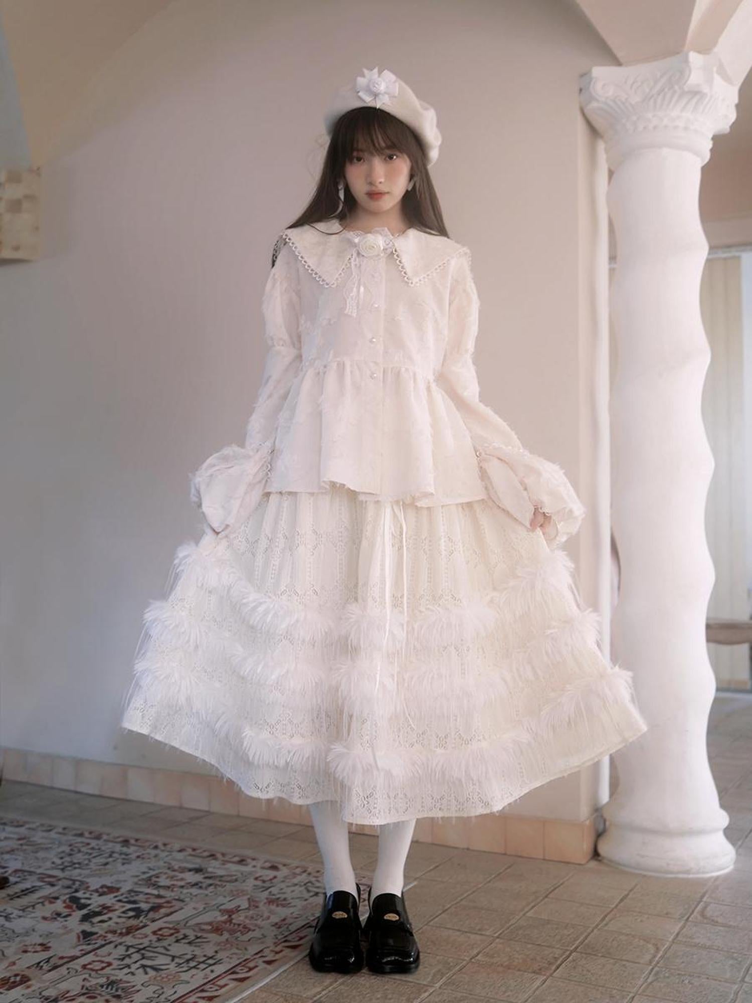 Daytoday Vintage Lace Puff Sleeve Blouse Oversized Fit