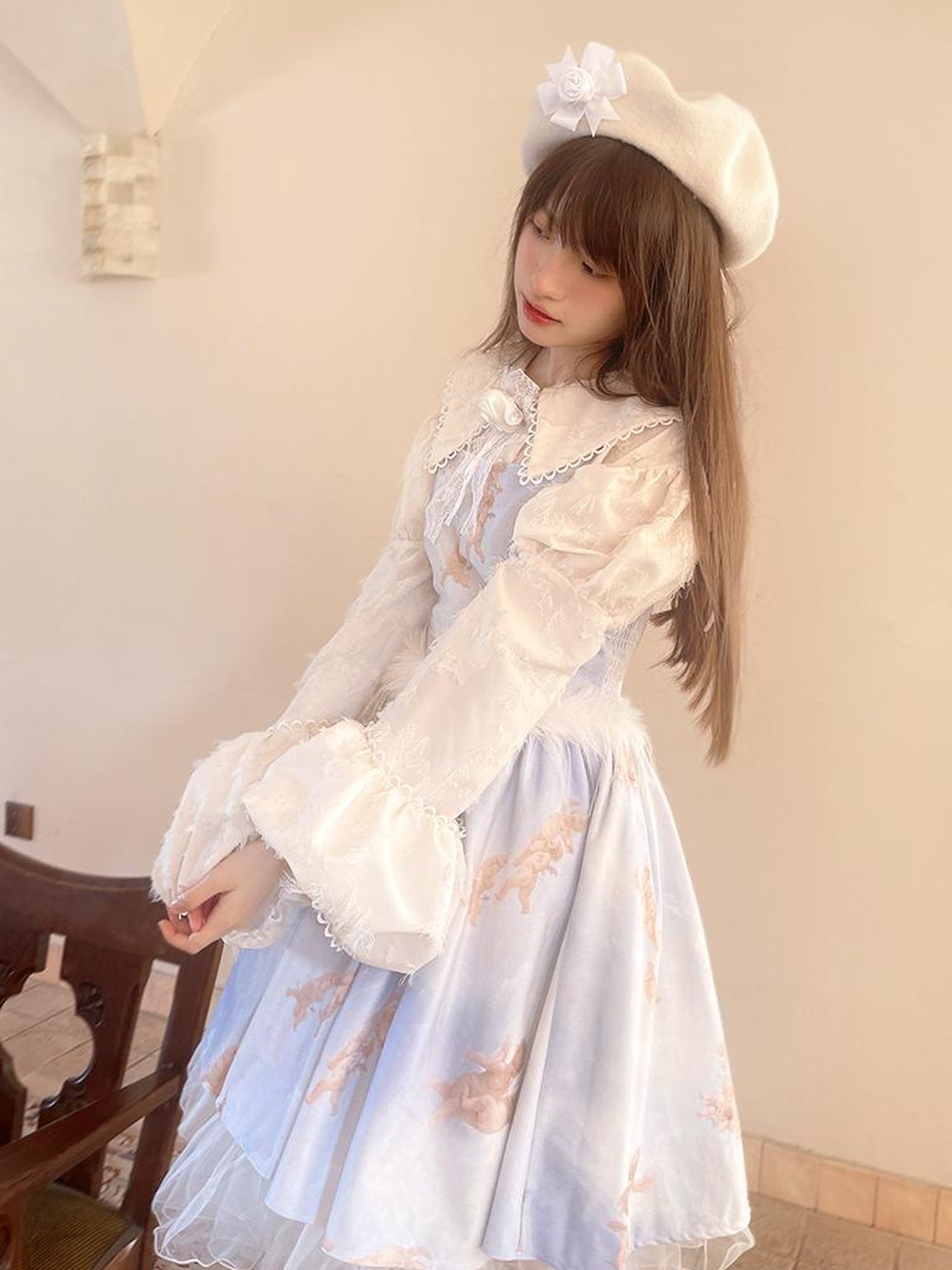 Daytoday Vintage Lace Puff Sleeve Blouse Oversized Fit