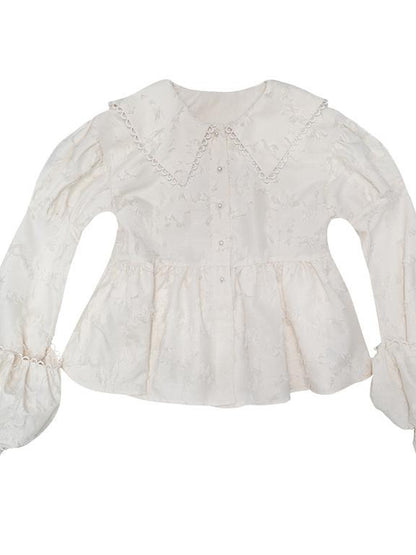 Daytoday Vintage Lace Puff Sleeve Blouse Oversized Fit