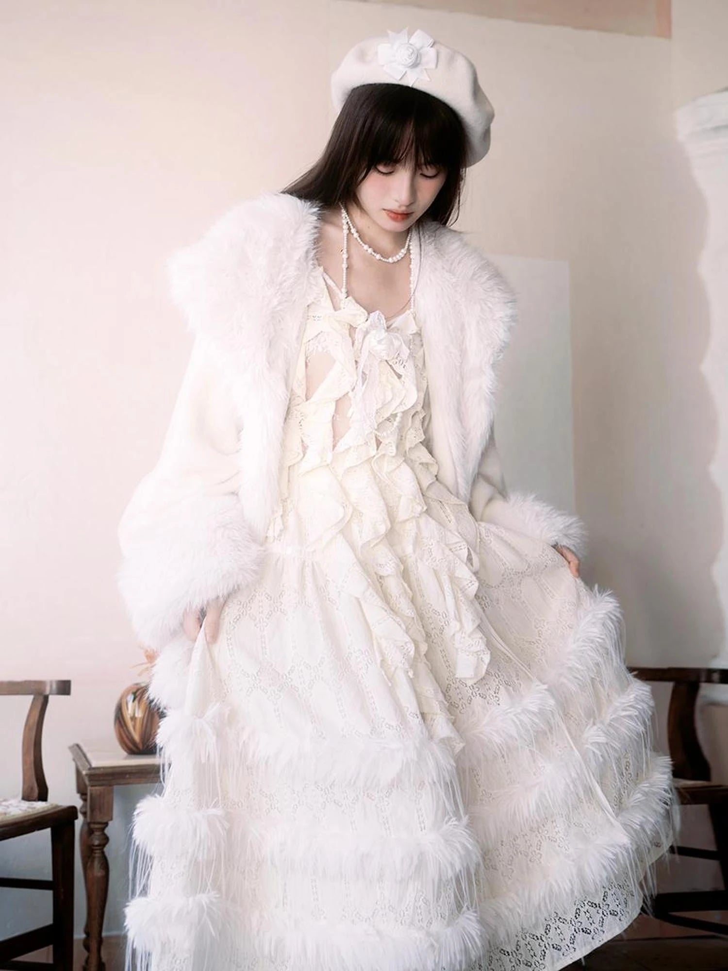 Vintage Plush Patchwork Loose Hooded Coat