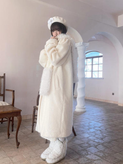 Daytoday Vintage Puff Sleeve Long Coat With Quilted Warmth