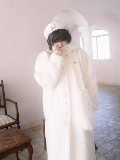 Daytoday Vintage Puff Sleeve Long Coat With Quilted Warmth