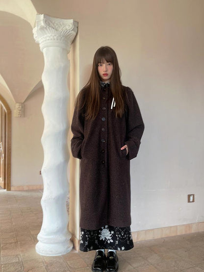 Daytoday Vintage Puff Sleeve Long Coat With Quilted Warmth