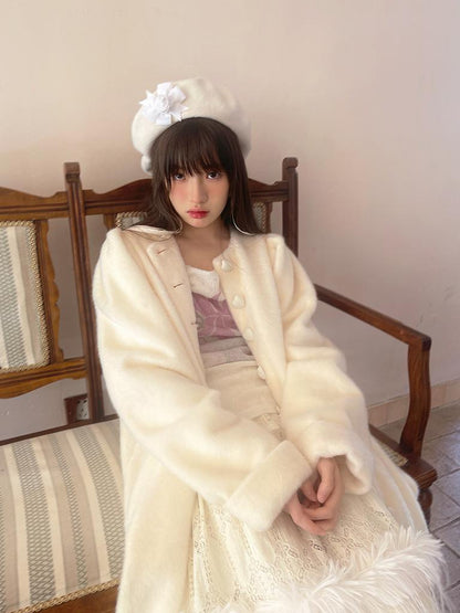 Daytoday Vintage Puff Sleeve Long Coat With Quilted Warmth
