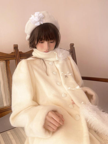 Daytoday Vintage Puff Sleeve Long Coat With Quilted Warmth