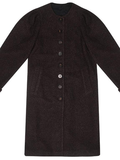 Daytoday Vintage Puff Sleeve Long Coat With Quilted Warmth