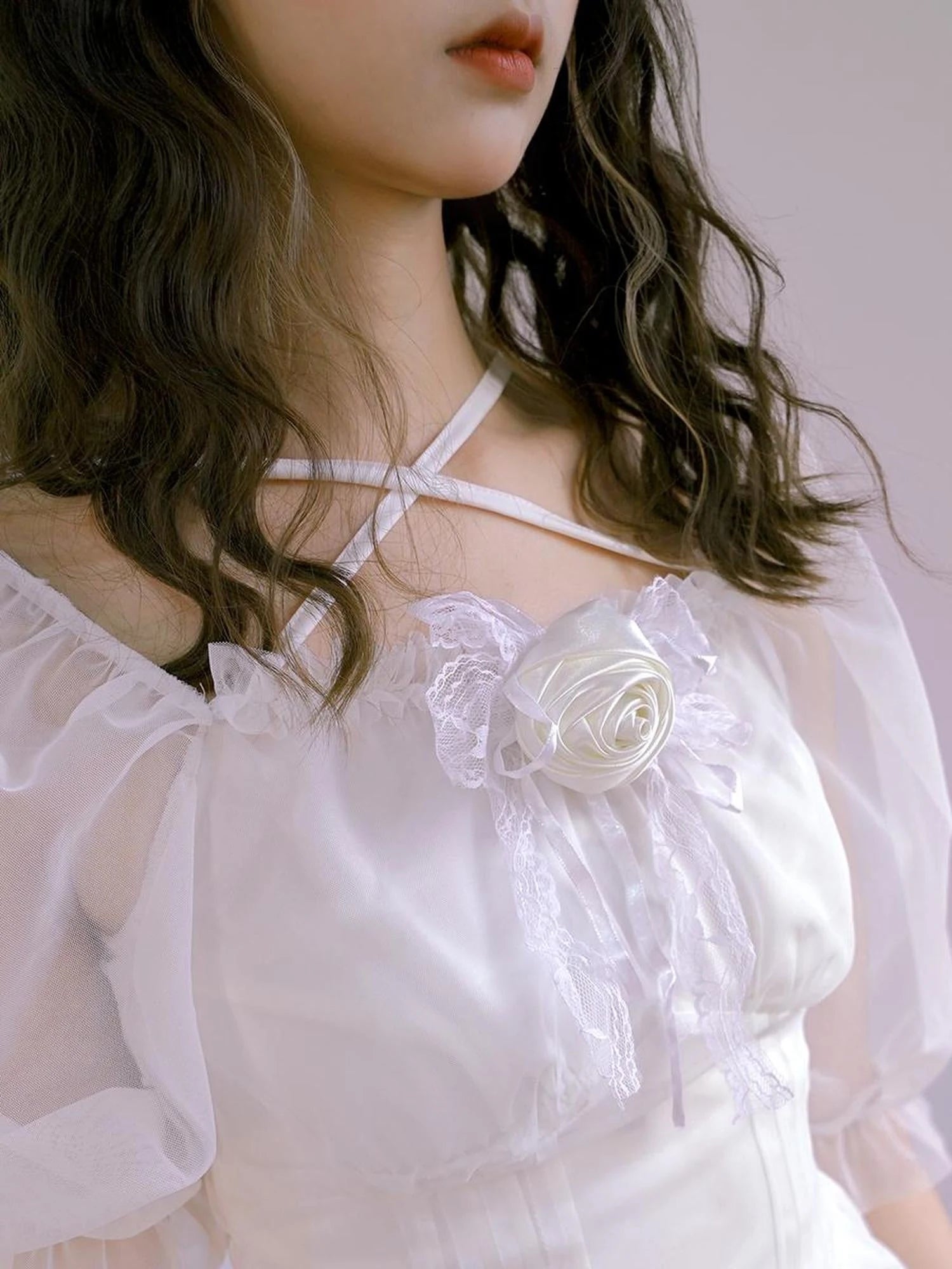 Vintage Rose Lace Bow Brooch