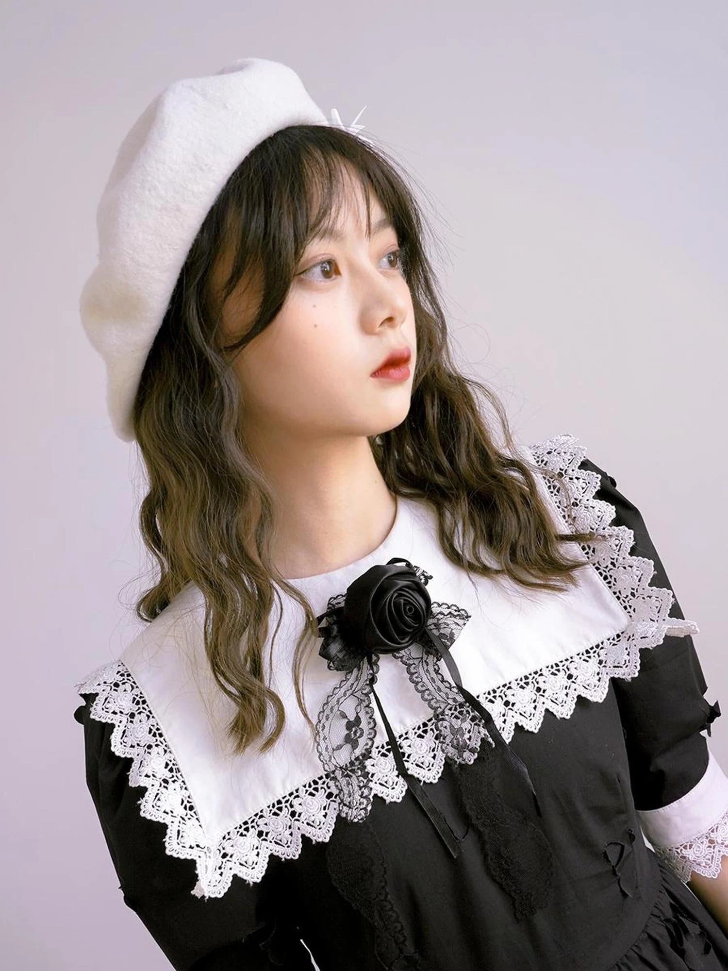 Vintage Rose Lace Bow Brooch