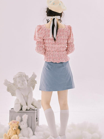 Daytoday Vintage Velvet Top With Pink Plaid Print