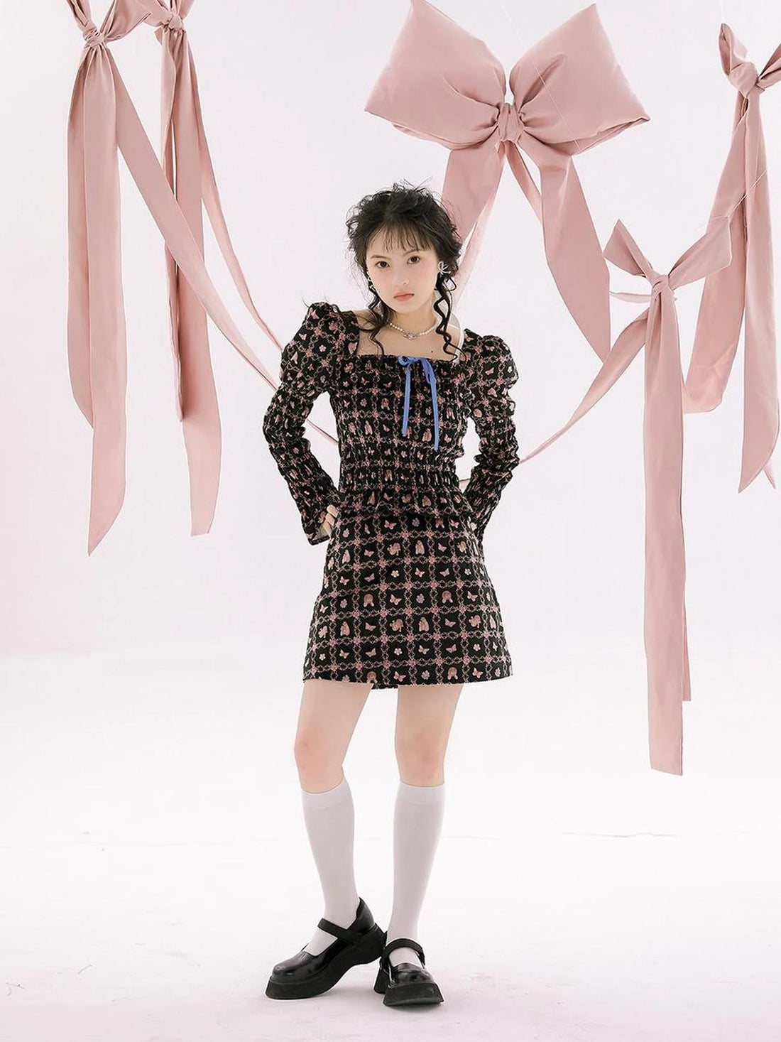 Vintage Velvet Top With Pink Plaid Print