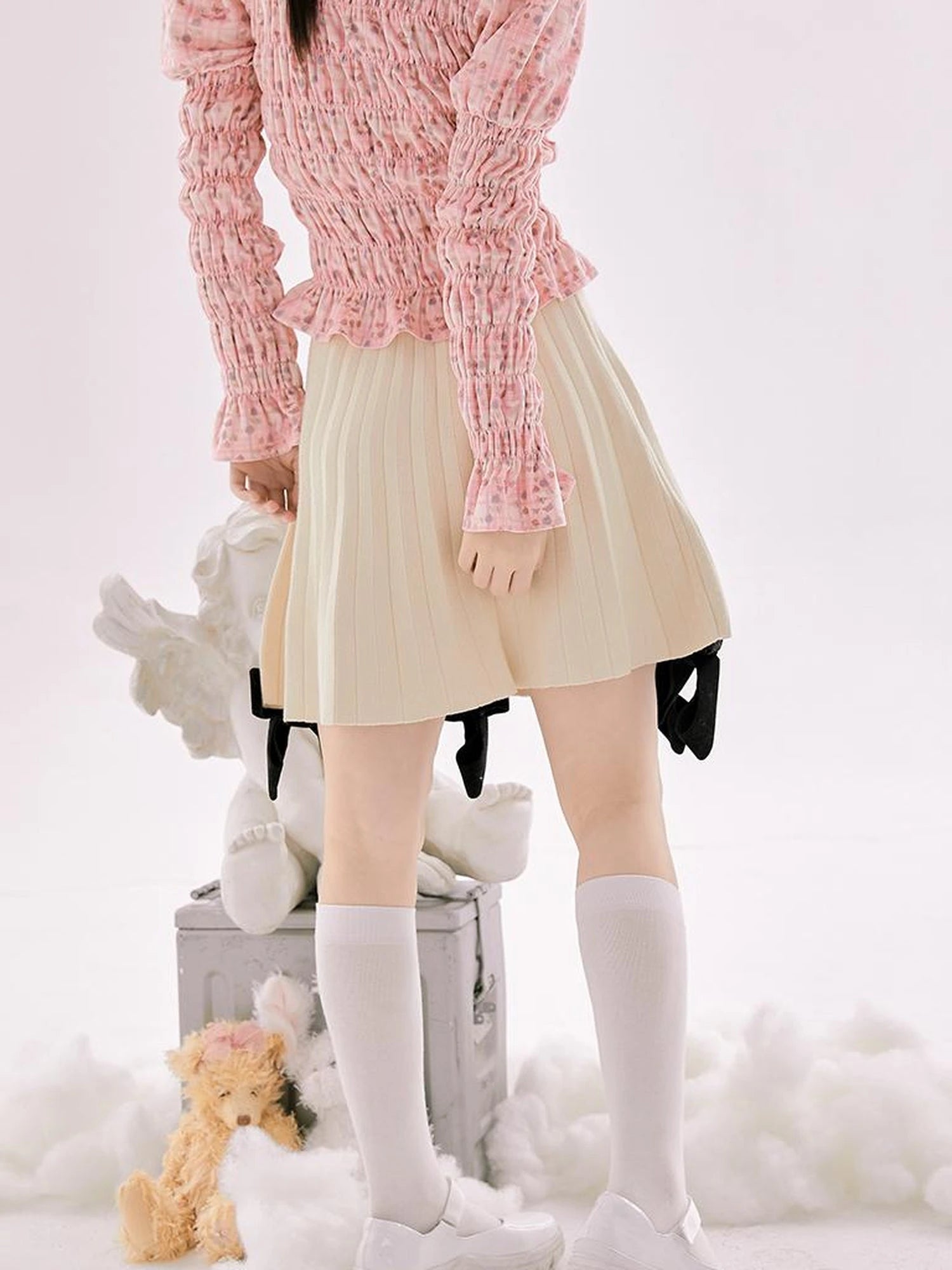 Vintage Velvet Top With Pink Plaid Print