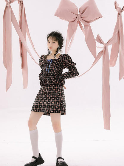 Daytoday Vintage Velvet Top With Pink Plaid Print