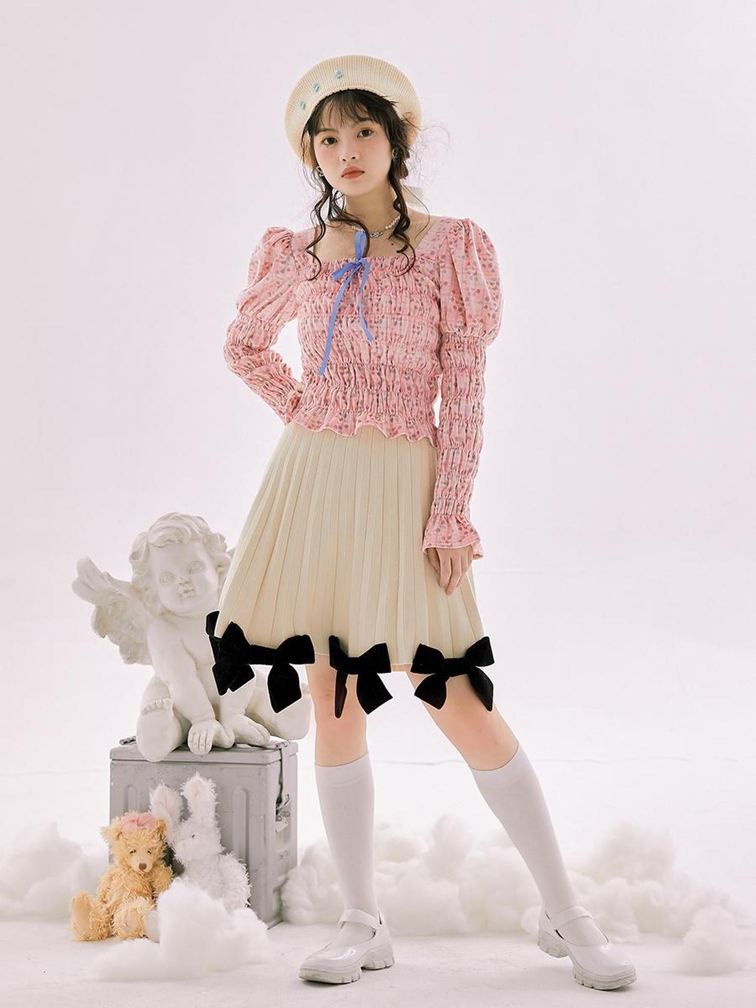 Daytoday Vintage Velvet Top With Pink Plaid Print