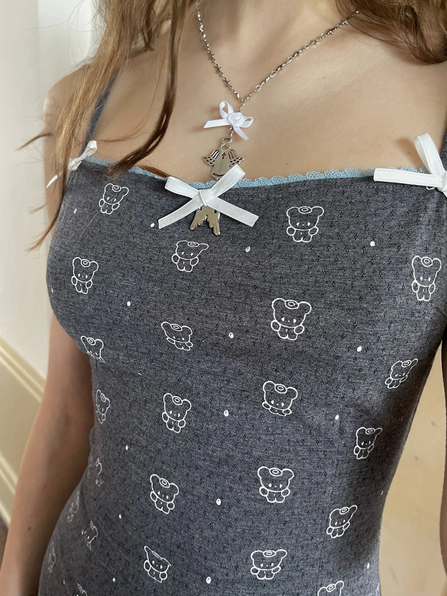 Winged Polka Dot Bow Strap Cami Dress With Detachable Wings