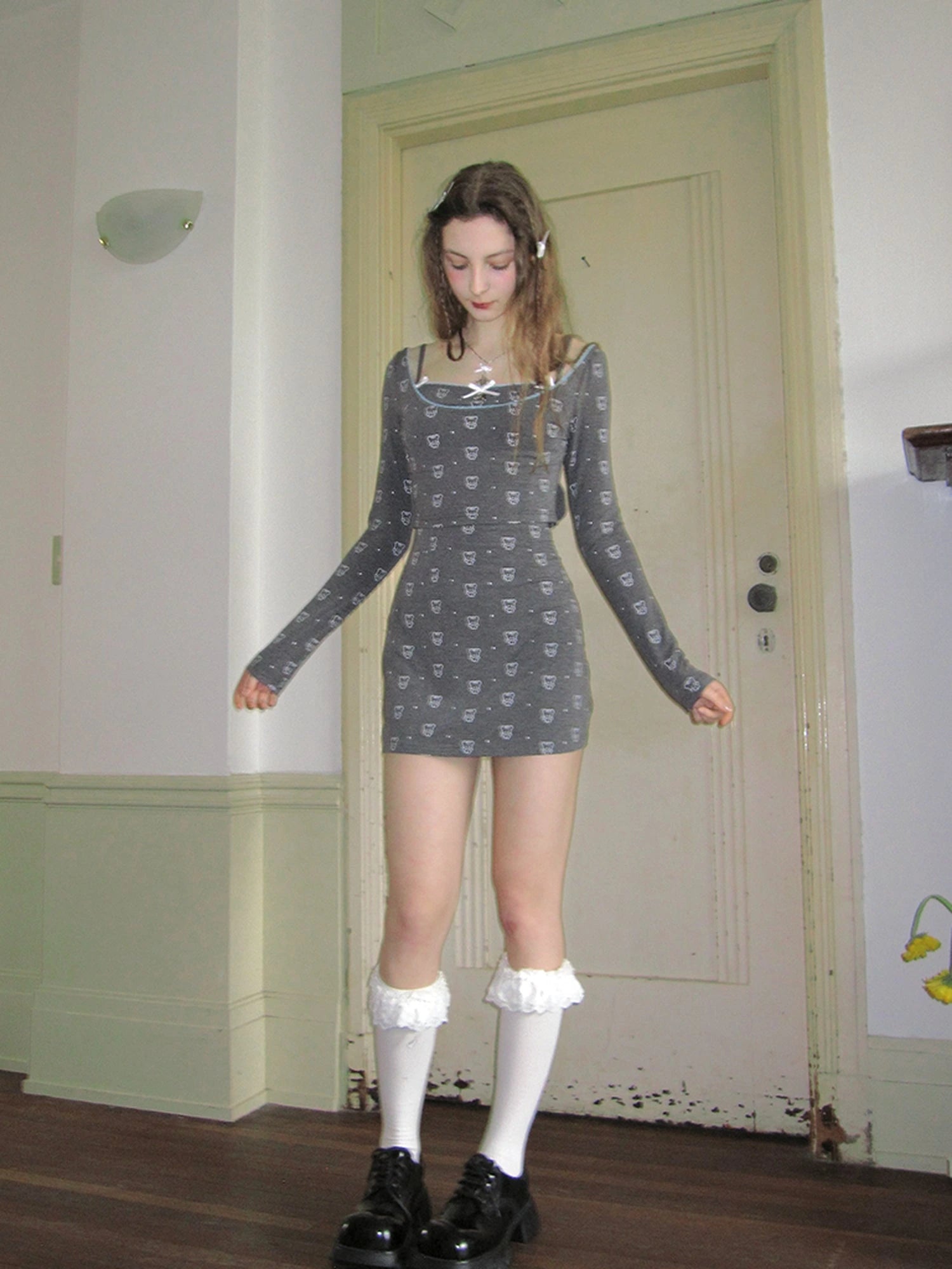 Winged Polka Dot Bow Strap Cami Dress With Detachable Wings