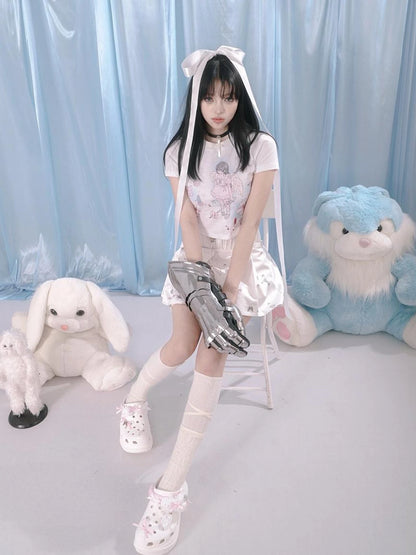 Youth Angel Print Fitted Tee