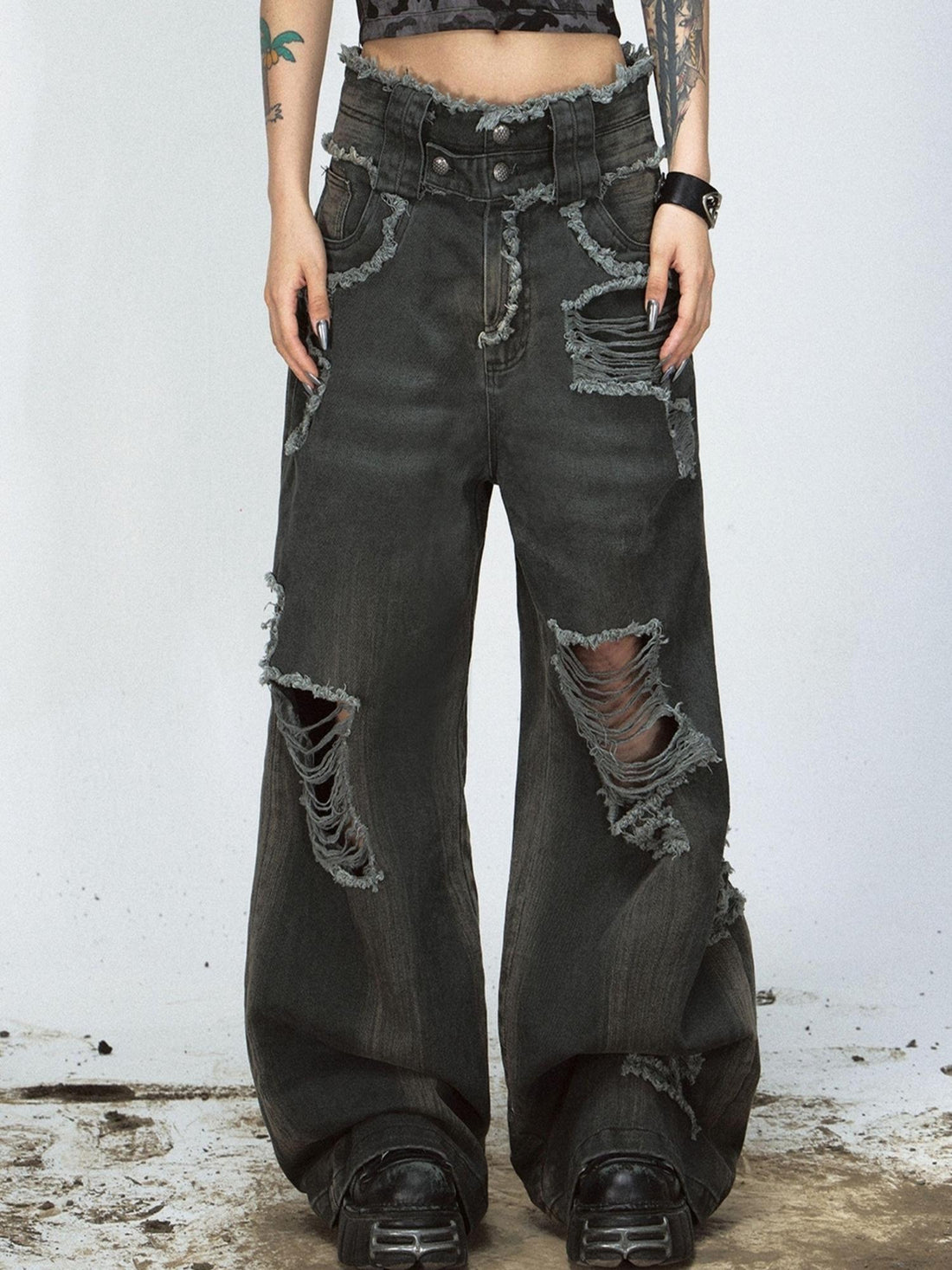 Peoplesense Deconstruct Pocket Jumpsuit Distressed Denim Bundle