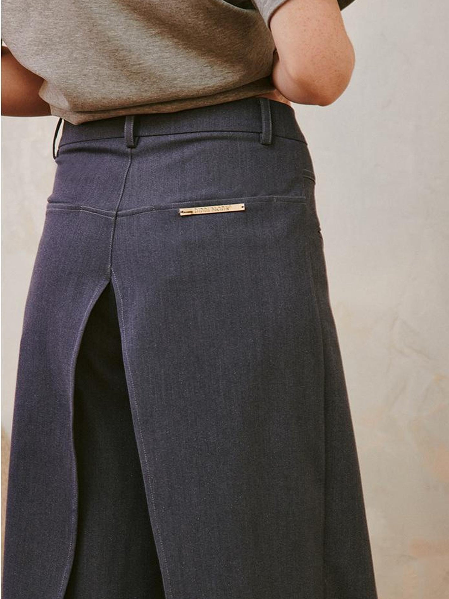 DIDDI MODA Deconstructed Glittery Wide Leg Banana Pants With Asymmetrical Panels
