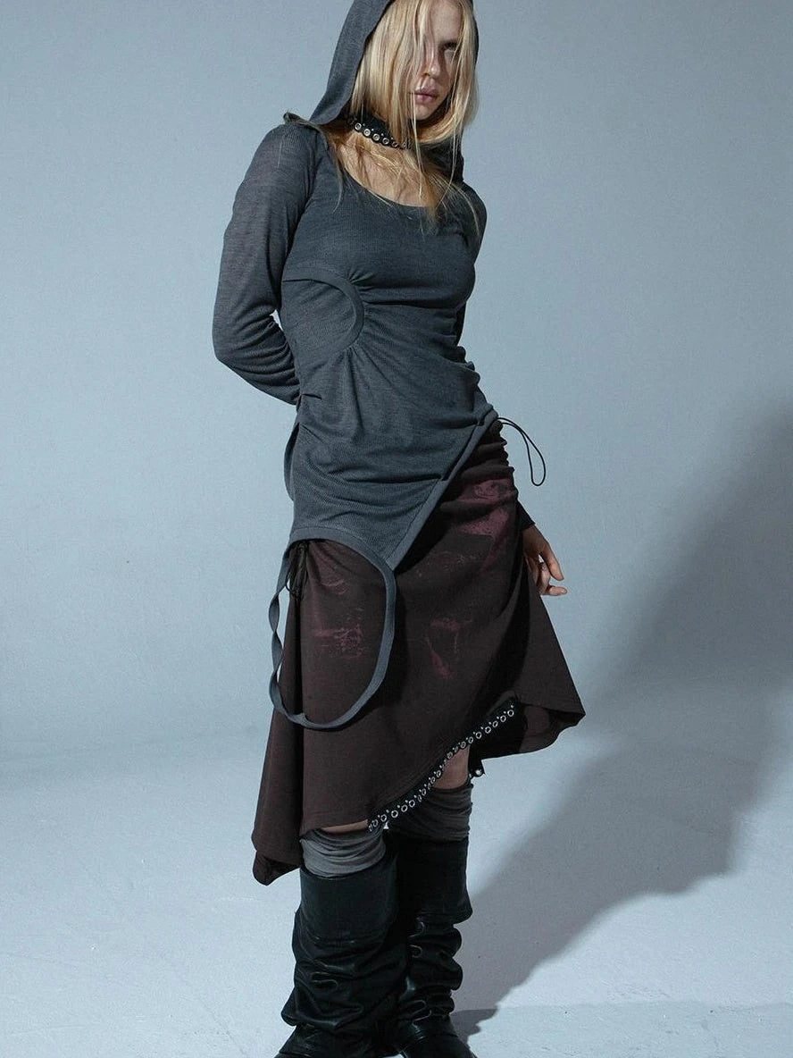 Deconstructed Hooded Long Sleeve Multi-Way T-Shirt