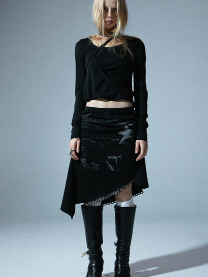 Deconstructed Hooded Long Sleeve Multi-Way T-Shirt