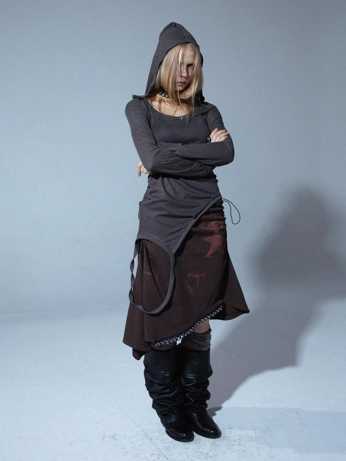 Deconstructed Hooded Long Sleeve Multi-Way T-Shirt