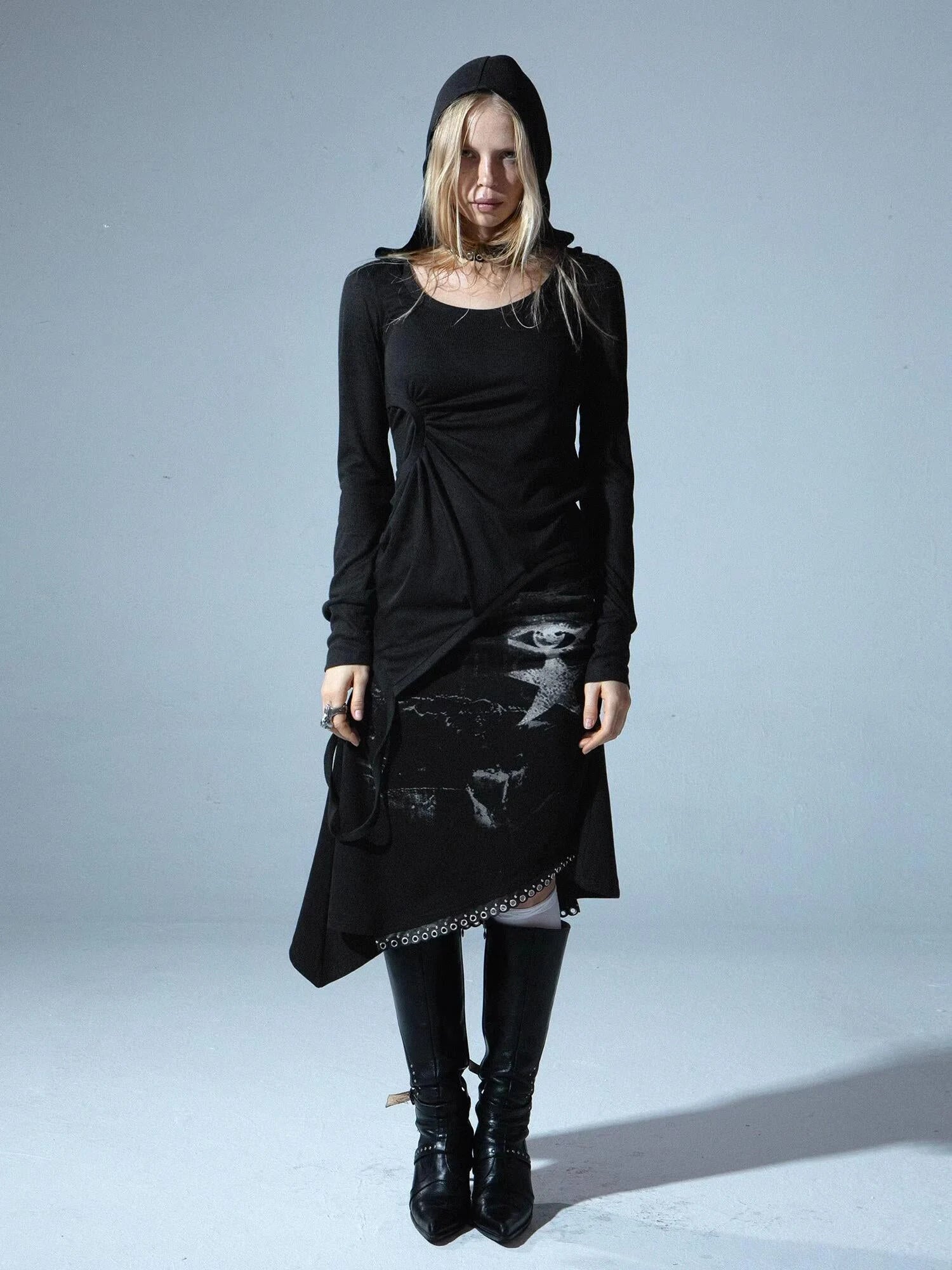 Deconstructed Hooded Long Sleeve Multi-Way T-Shirt