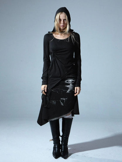 Deconstructed Hooded Long Sleeve Multi-Way T-Shirt