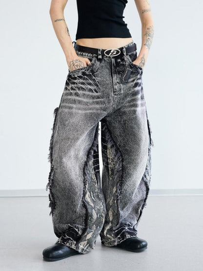 Peoplesense Deconstructed Raw Edge Washed Scimitar Jeans