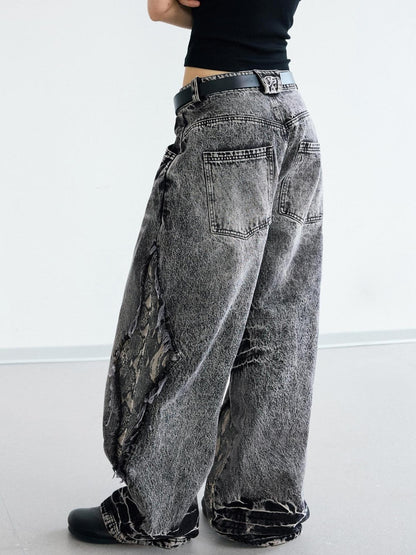 Peoplesense Deconstructed Raw Edge Washed Scimitar Jeans