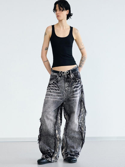 Peoplesense Deconstructed Raw Edge Washed Scimitar Jeans
