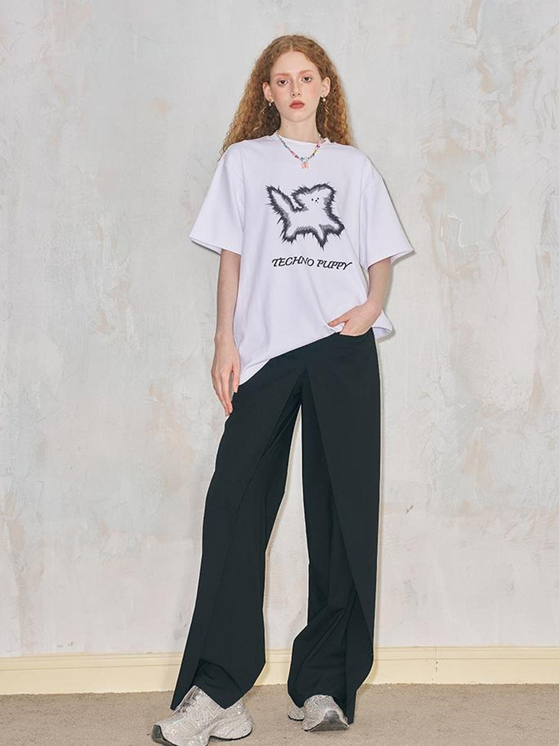 DIDDI MODA Deconstructed Wide Leg Glittery Banana Pants