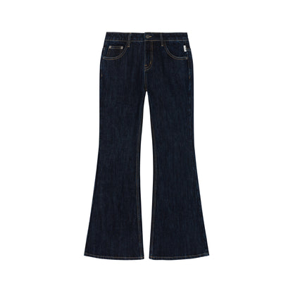 Flared Denim Trousers Autumn Casual Wide Leg Drag Pants