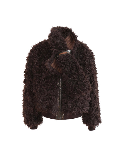 Flowers birds Market Warm Wool Blend Coat With Free Scarf