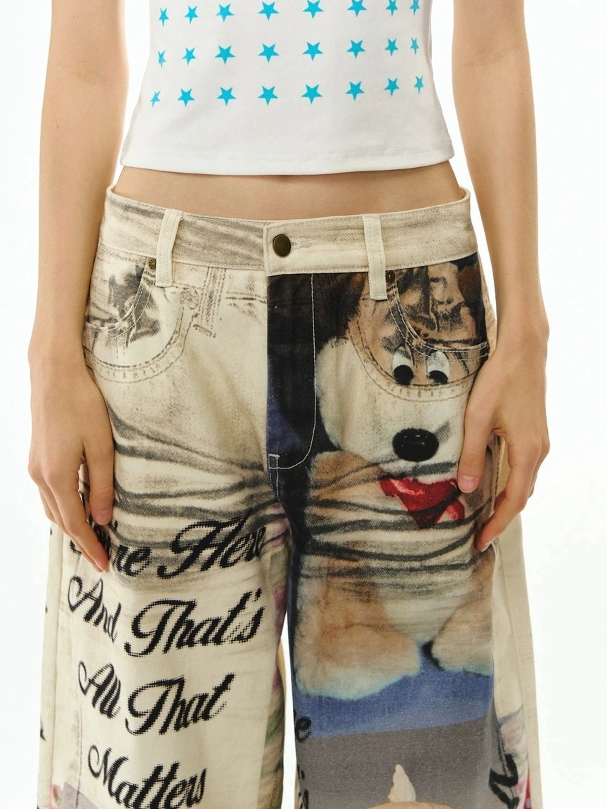 Soft Cotton Loose Fit Straight Leg Zip Fly Pockets Women Pants