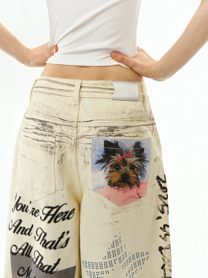 Soft Cotton Loose Fit Straight Leg Zip Fly Pockets Women Pants