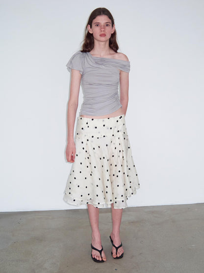 Delivery Asymmetric Pleated Sleeveless T-Shirt Multi-Way Wear Light Gray