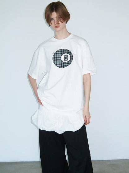 Delivery Black 8 Billiards Green Felt Applique Cotton V-neck T-shirt Long-Sleeve