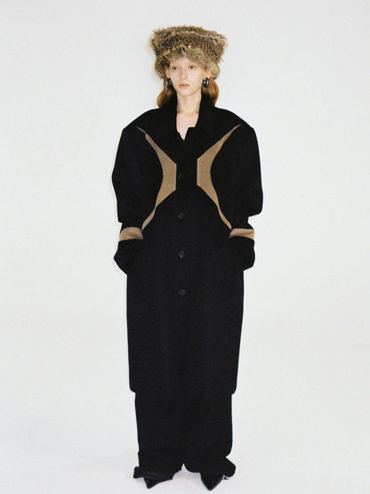 Delivery Black Brown Radial Irregular Splice Square Collar Women&