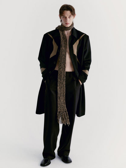 Delivery Black Brown Radial Irregular Splice Square Collar Women&