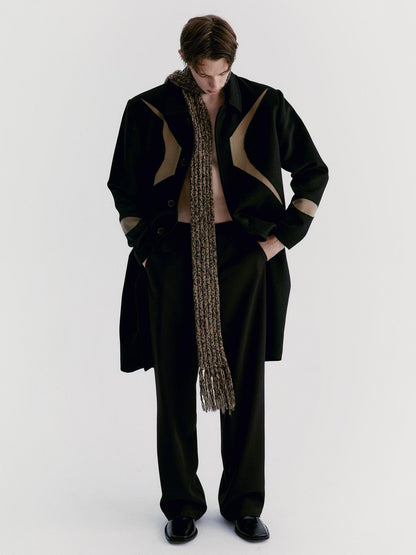Delivery Black Brown Radial Irregular Splice Square Collar Women&