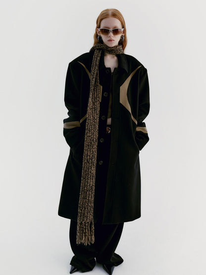 Delivery Black Brown Radial Irregular Splice Square Collar Women&