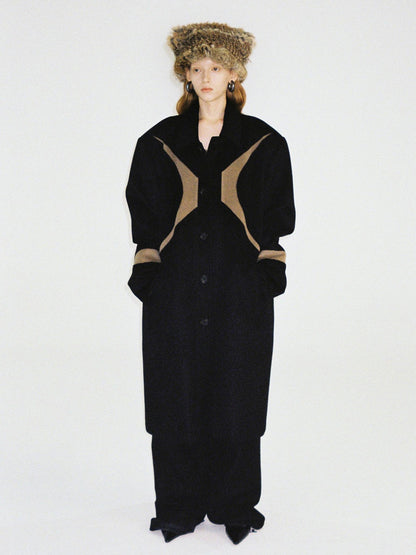 Delivery Black Brown Radial Irregular Splice Square Collar Women&