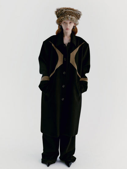Delivery Black Brown Radial Irregular Splice Square Collar Women&