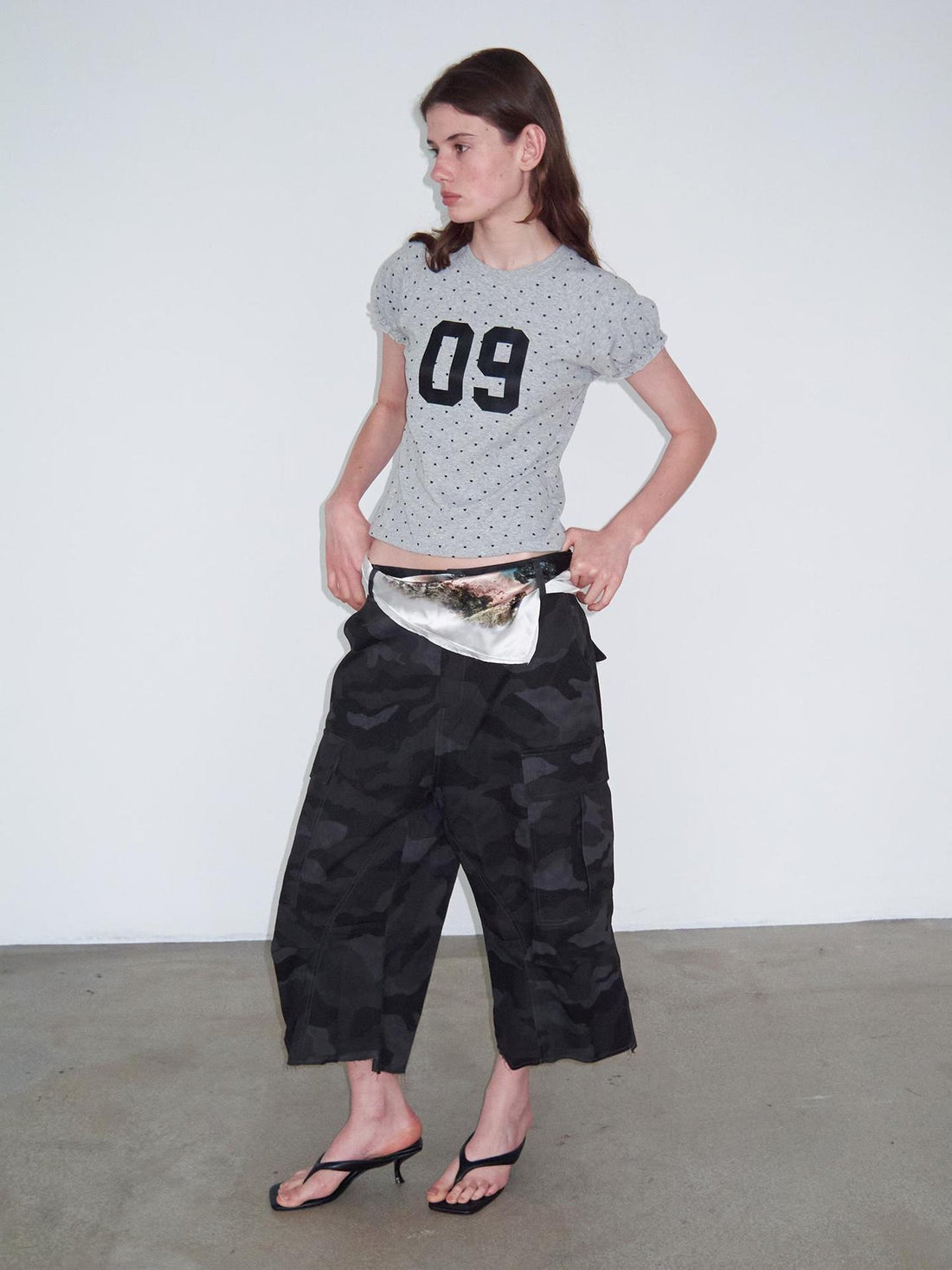 Delivery Black Camo Cargo Shorts With Raw Hem