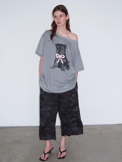 Delivery Black Camo Cargo Shorts With Raw Hem